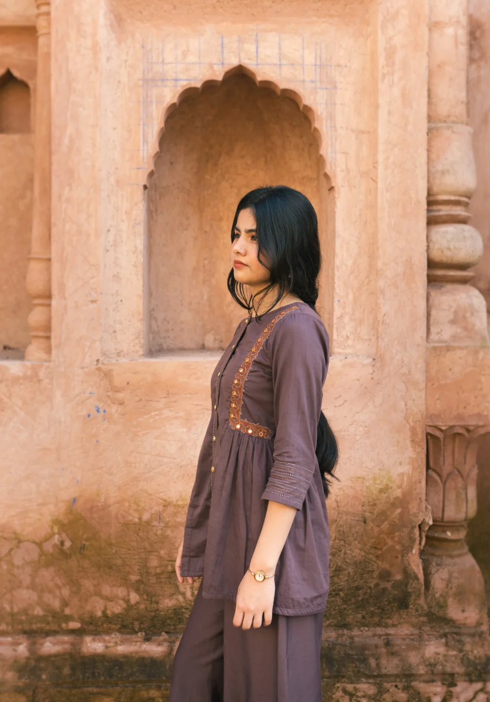 Brown Katthai Flared Pakko Top - Image 4