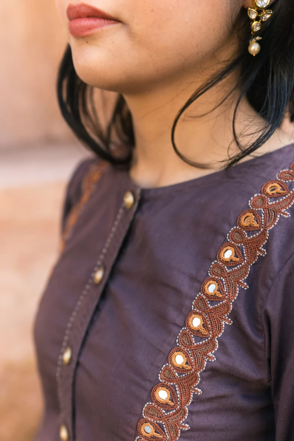 Brown Katthai Flared Pakko Top - Image 6