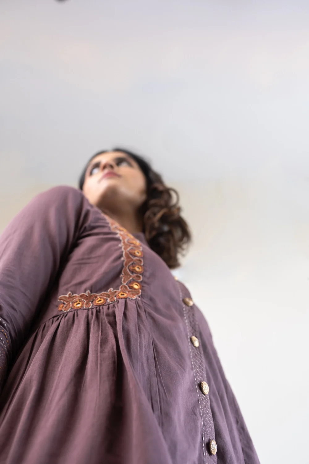 Brown Katthai Flared Pakko Top - Image 7