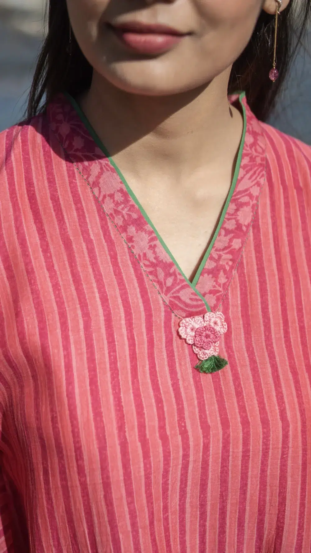Rasbhari Kaftan Style Block-printed Kurta