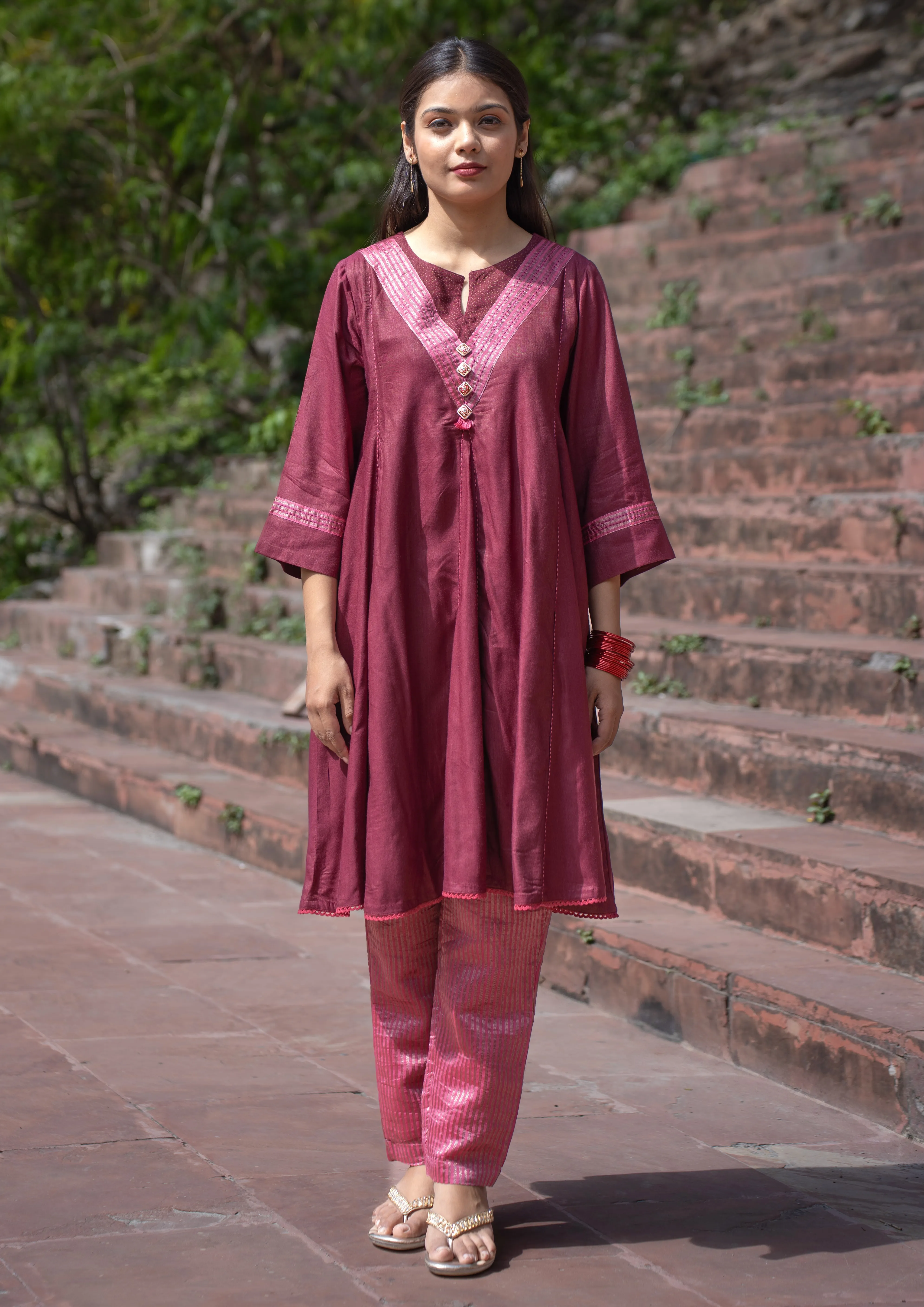 Sherbati Kalidar Meenakari Kurta