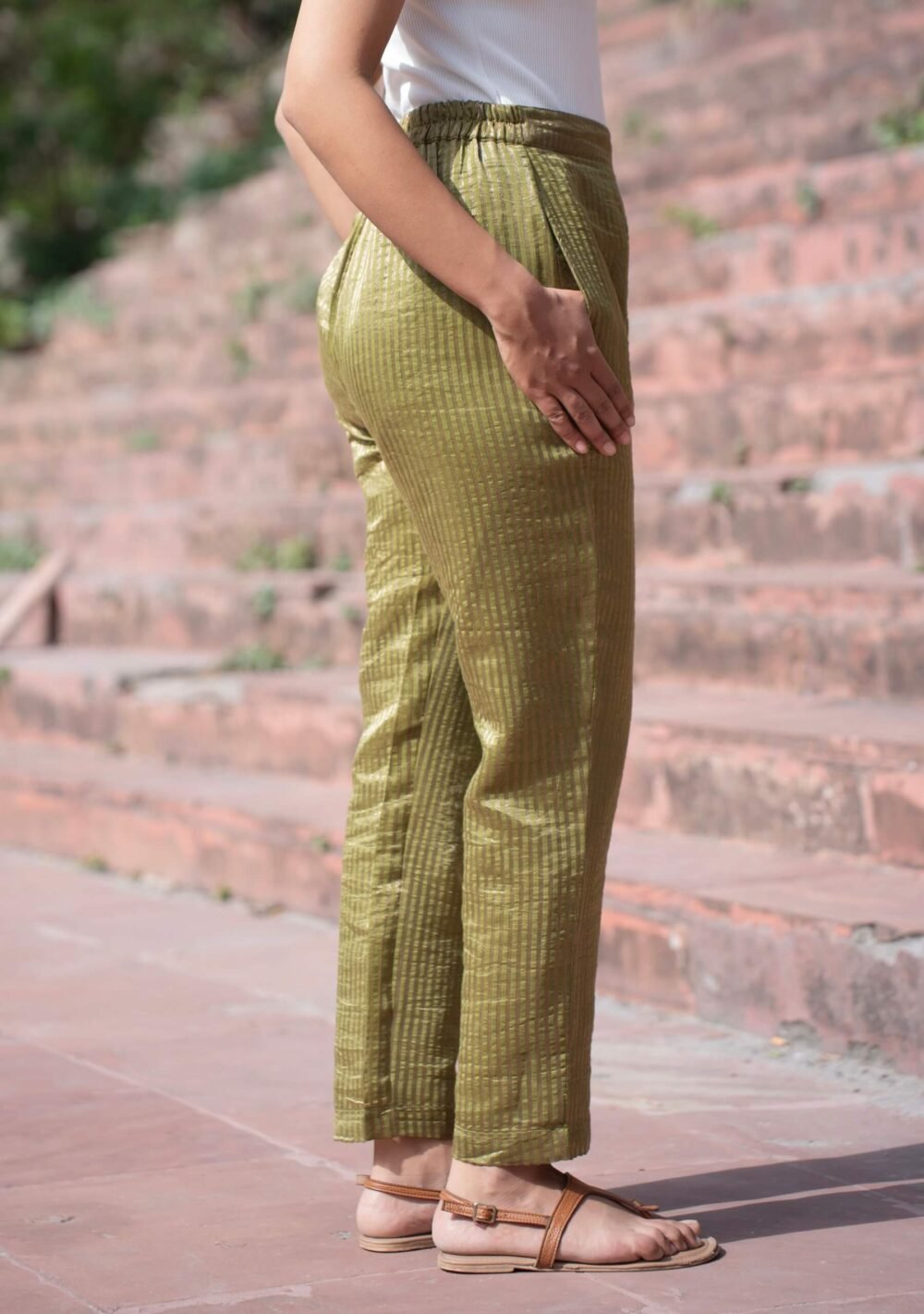 Mehendi Chanderi Pant - Image 3