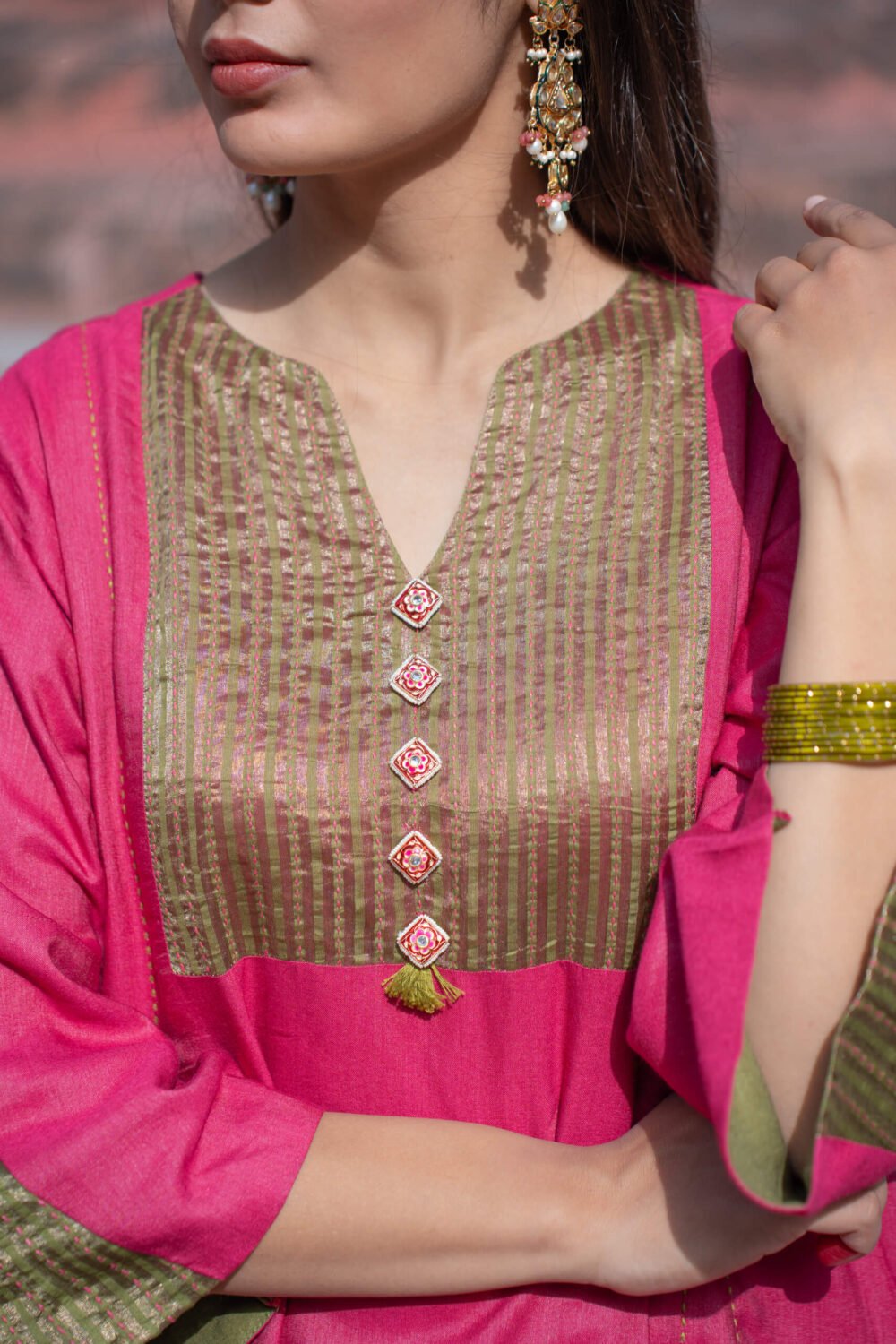 Anaar A-Line Meenakari Kurta Set - Image 4