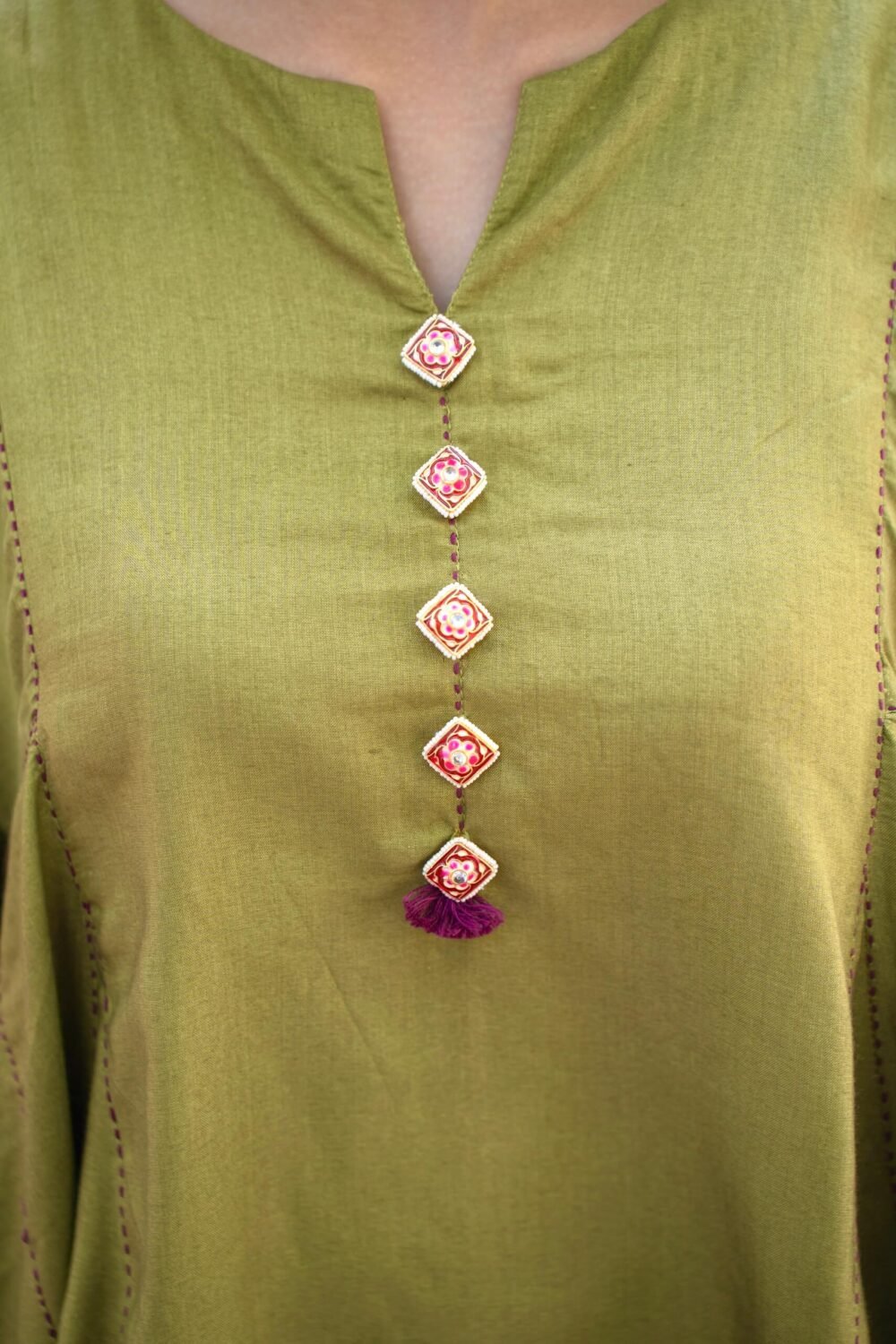 Mehendi Kalidar Meenakari Kurta - Image 5