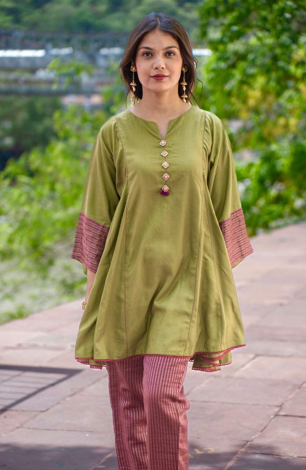 Mehendi Kalidar Meenakari Kurta - Image 4