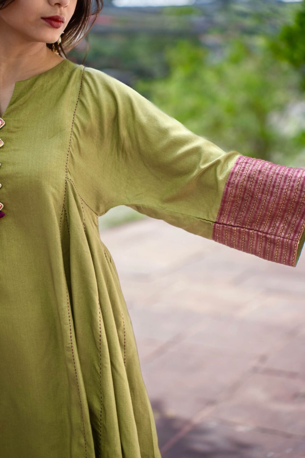 Mehendi Kalidar Meenakari Kurta - Image 7