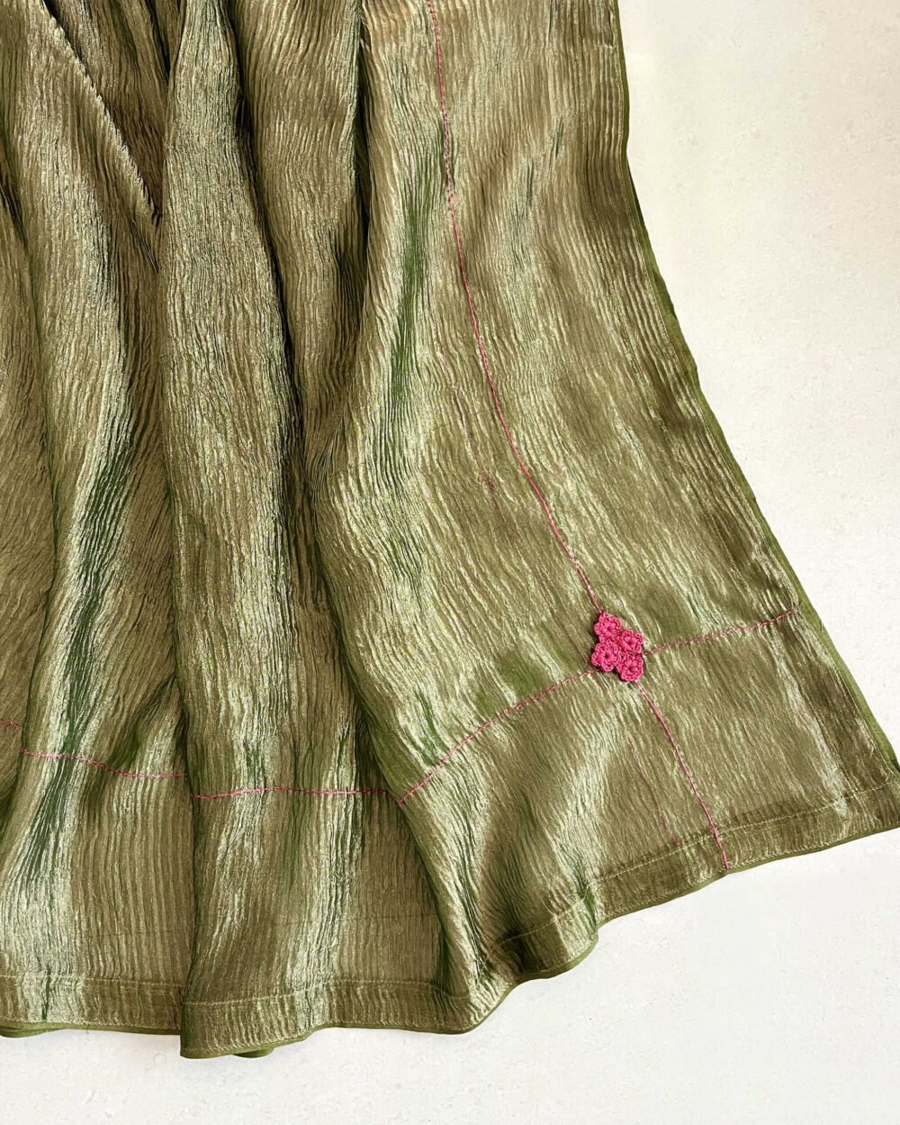 Mehendi Tissue Crushed Silk Dupatta - Image 3
