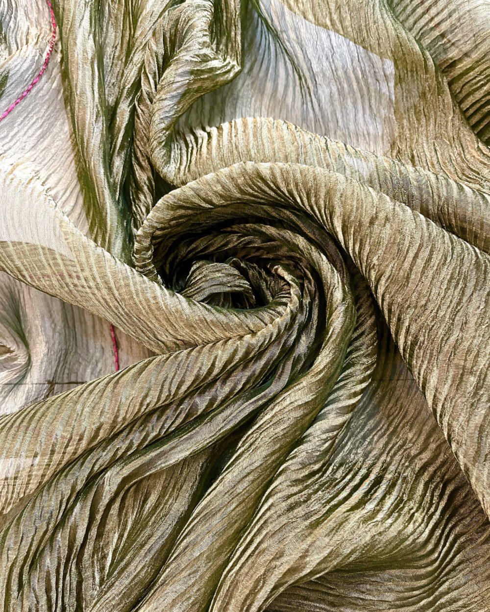 Mehendi Tissue Crushed Silk Dupatta - Image 5
