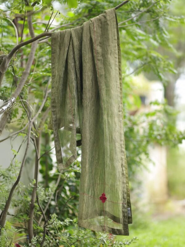 Mehendi Tissue Crushed Silk Dupatta