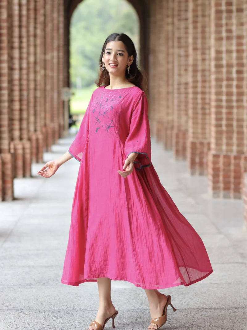 Gulabi Flared Chikankari Dress