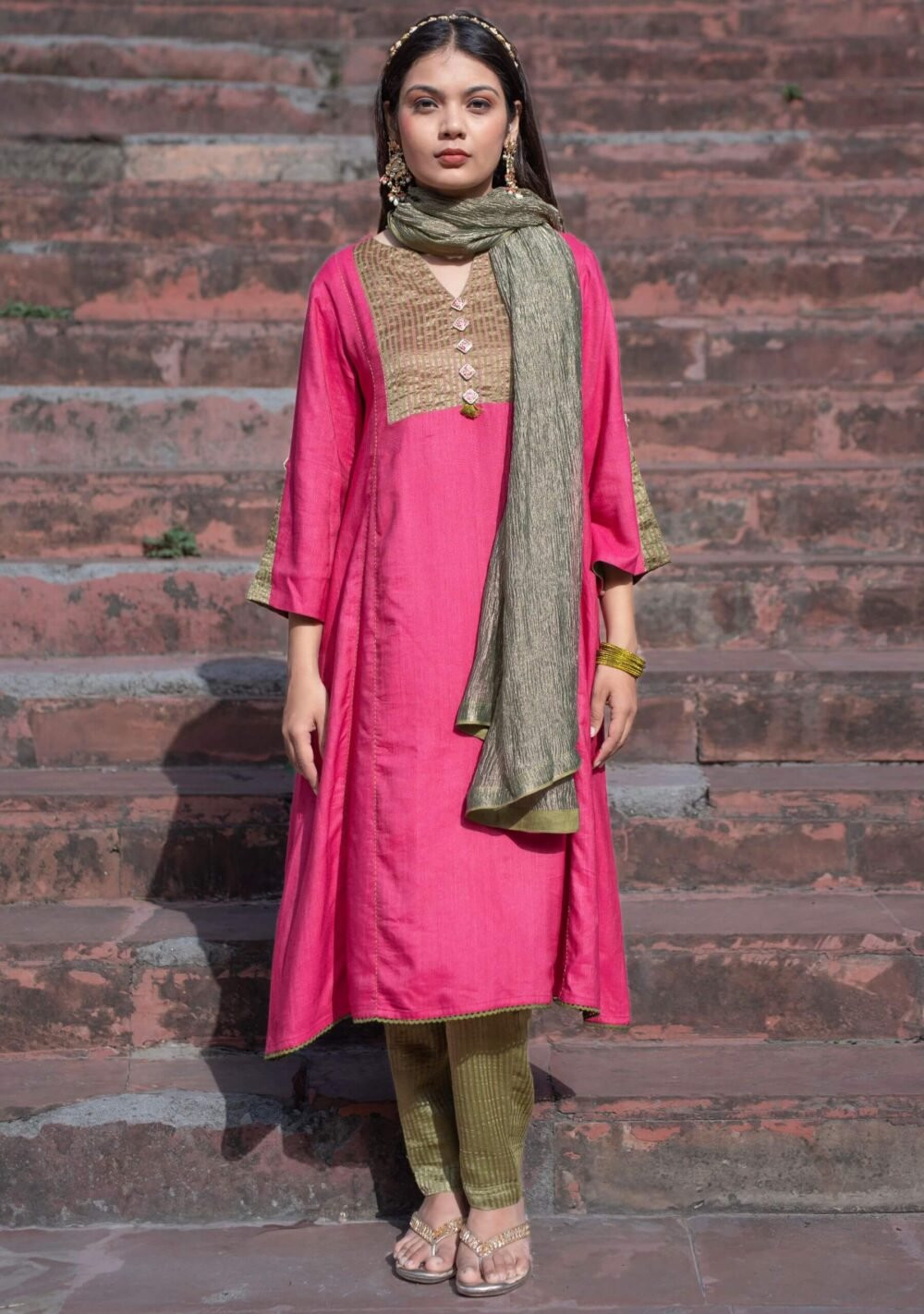 Anaar A-Line Meenakari Kurta Set