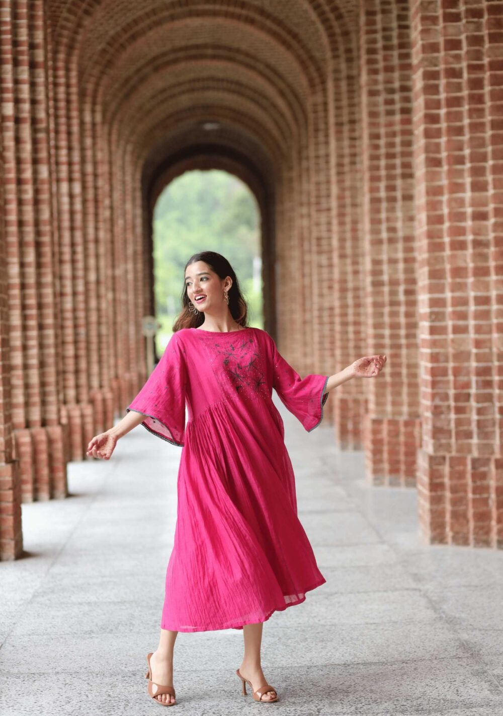 Gulabi Flared Chikankari Dress - Image 4