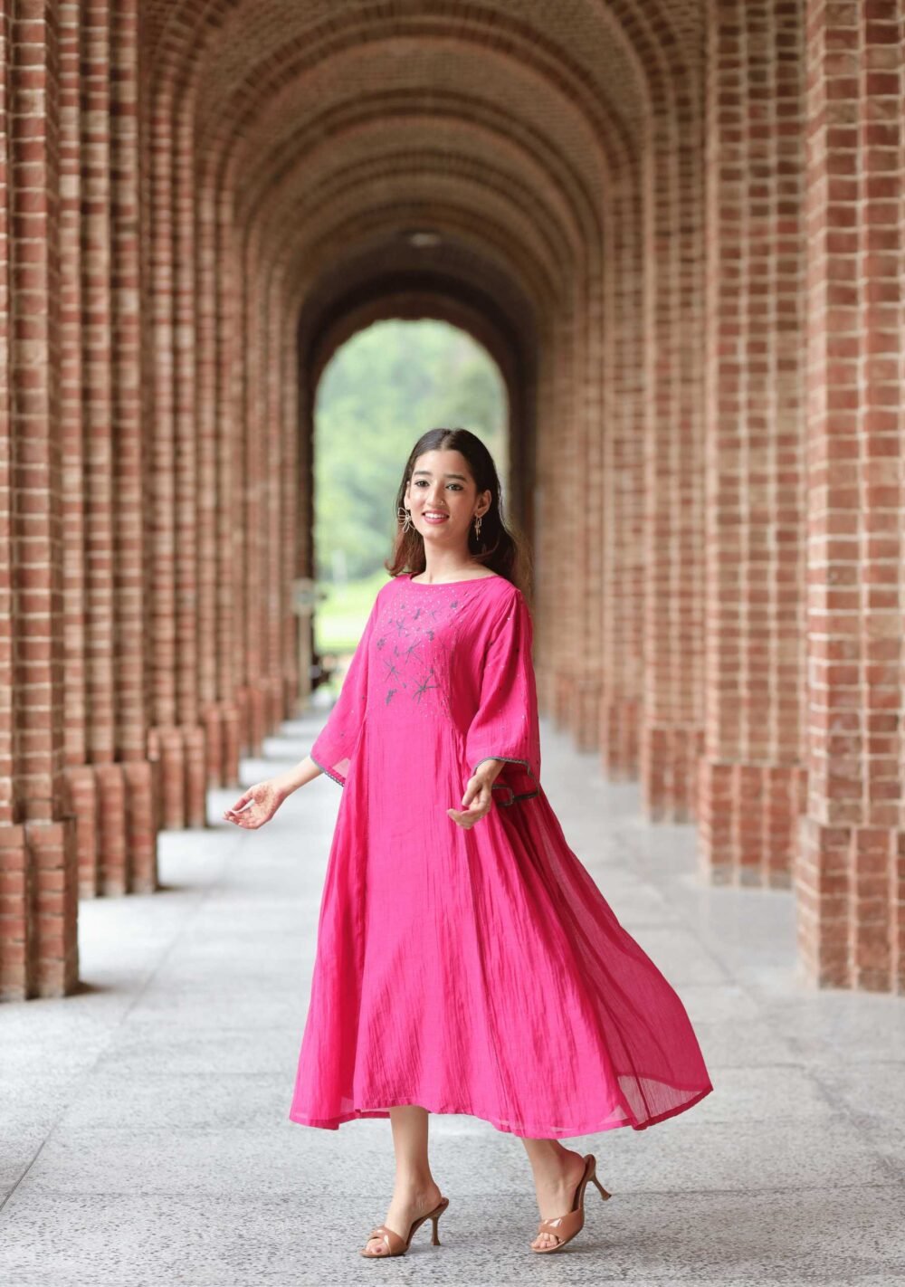 Gulabi Flared Chikankari Dress - Image 7