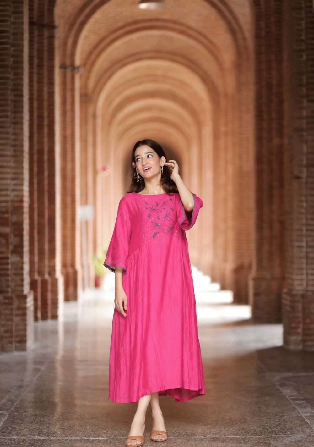 Gulabi Flared Chikankari Dress - Image 2