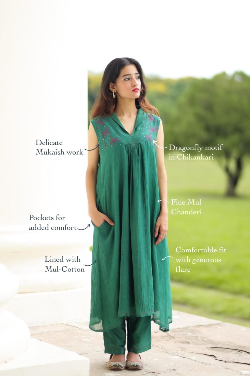 Vriksh Flared Chikankari Kurta Set - Image 3