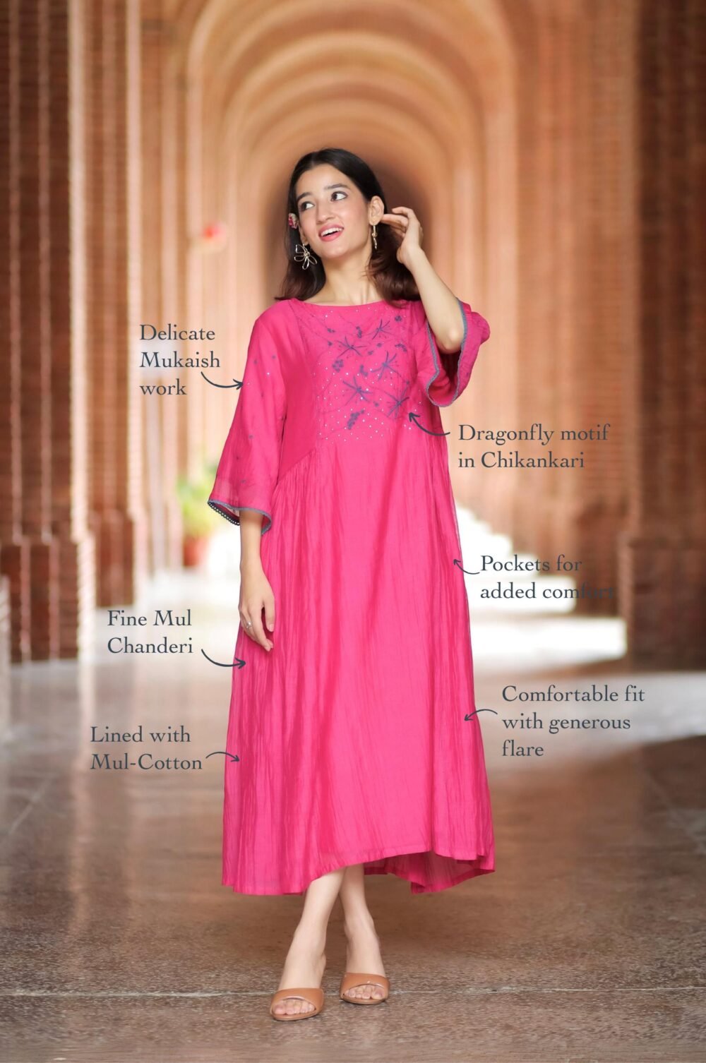 Gulabi Flared Chikankari Dress - Image 3