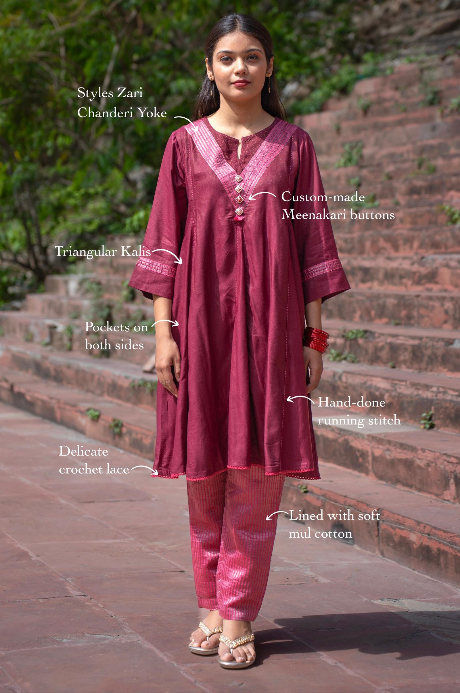 Sherbati Kalidar Meenakari Kurta Set - Image 3