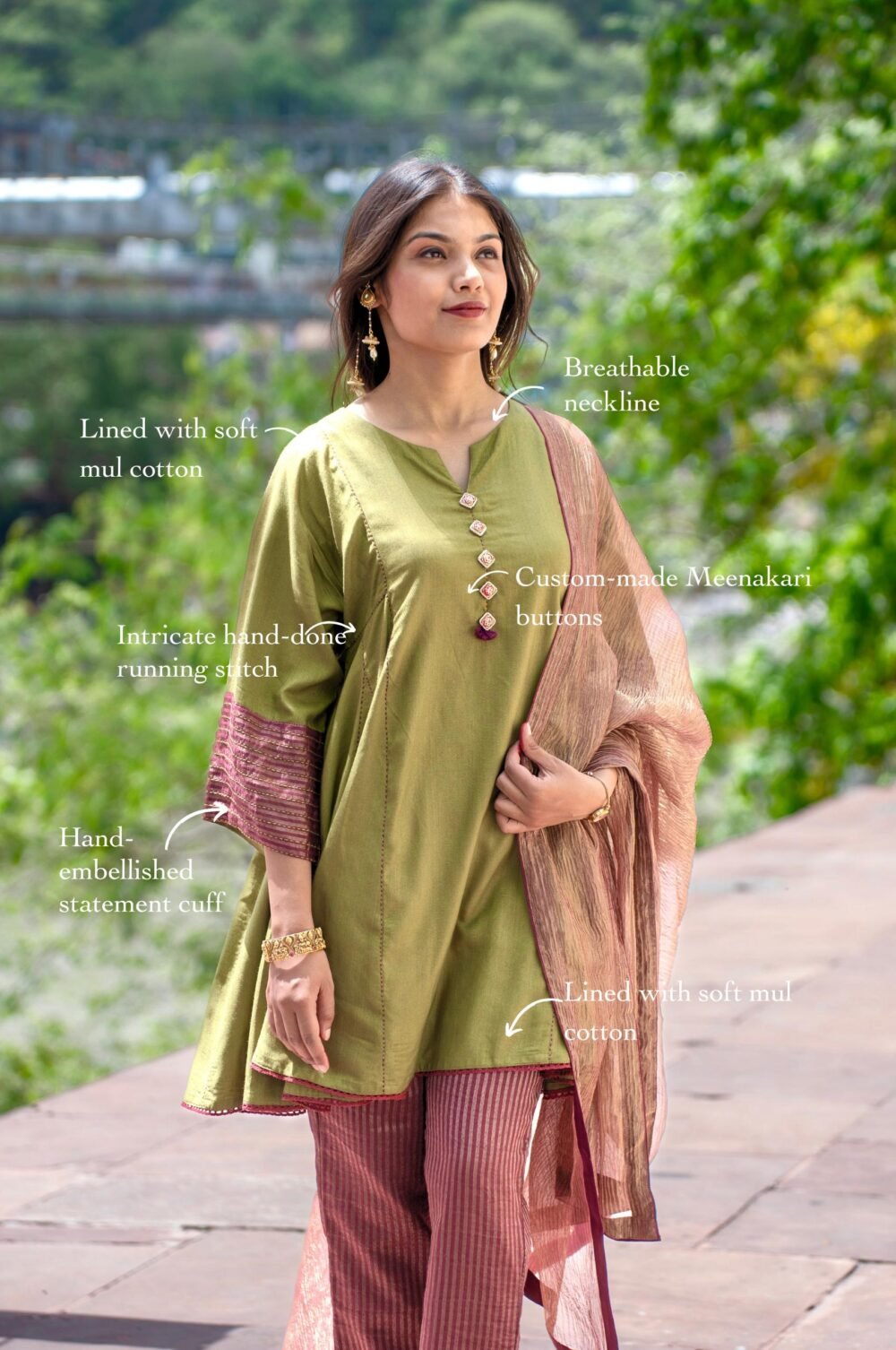 Mehendi Kalidar Meenakari Kurta - Image 3