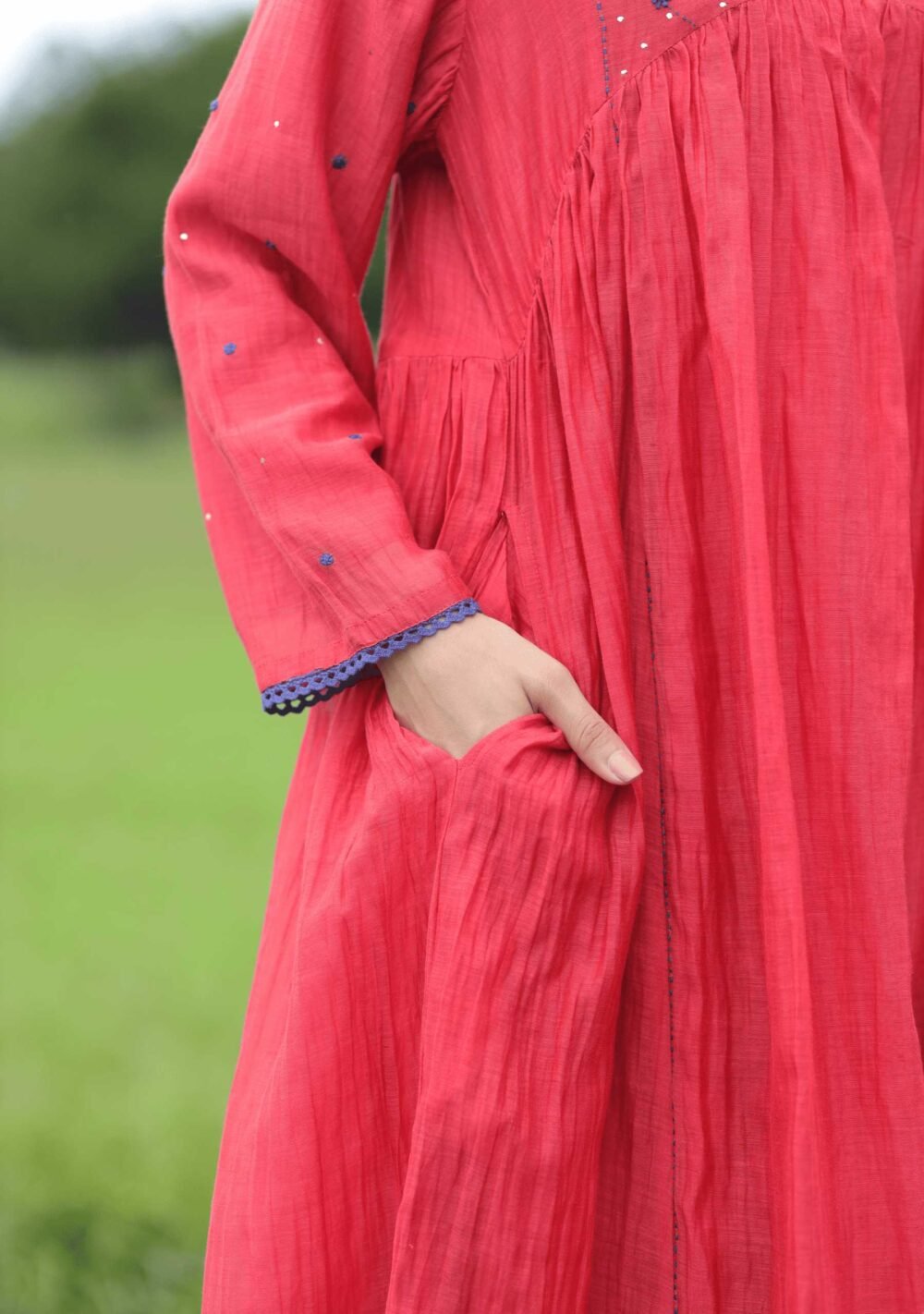 Surkh Flared Chikankari Kurta Set - Image 7