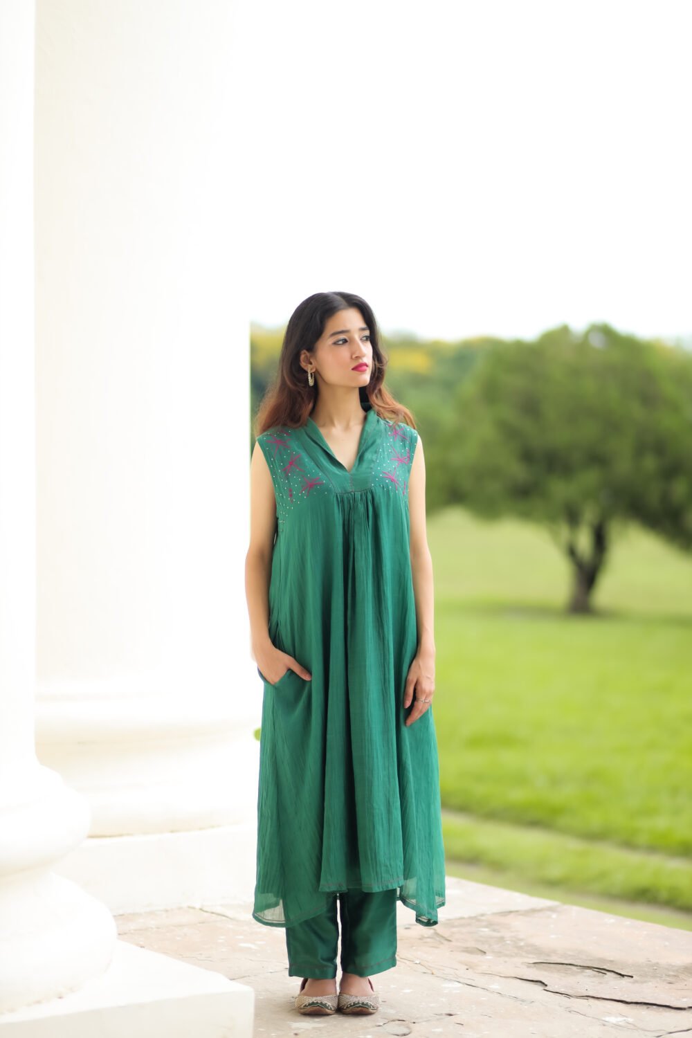 Vriksh Flared Chikankari Kurta Set - Image 5