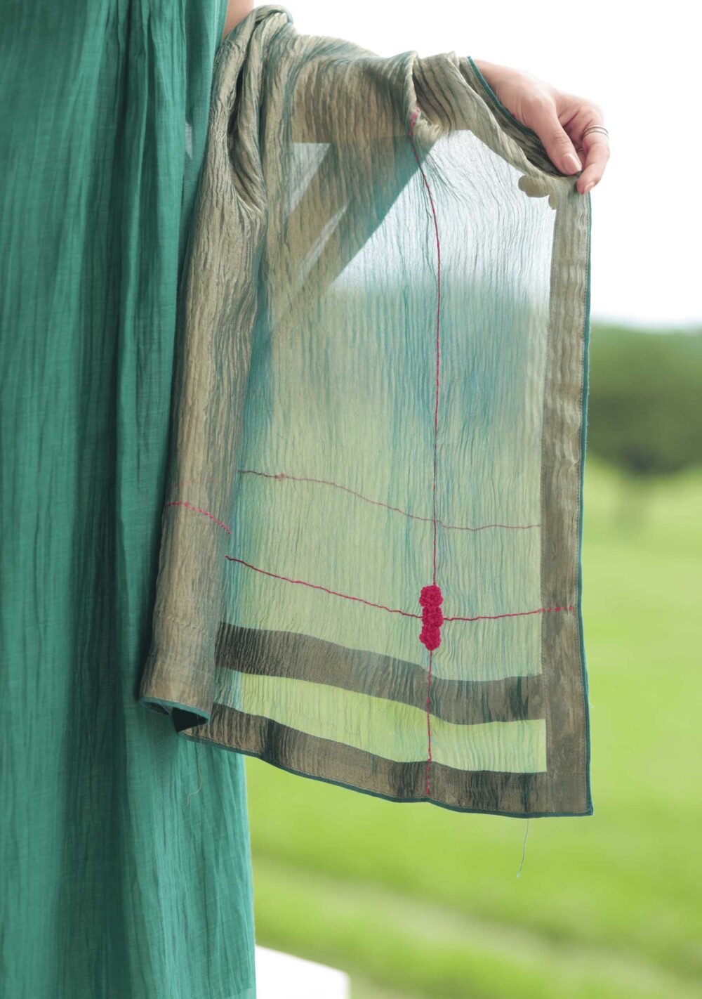 Vriksh Tissue Crushed Silk Dupatta - Image 3