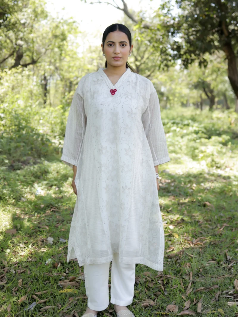Ismat Block Printed Stylised A-line Kurta