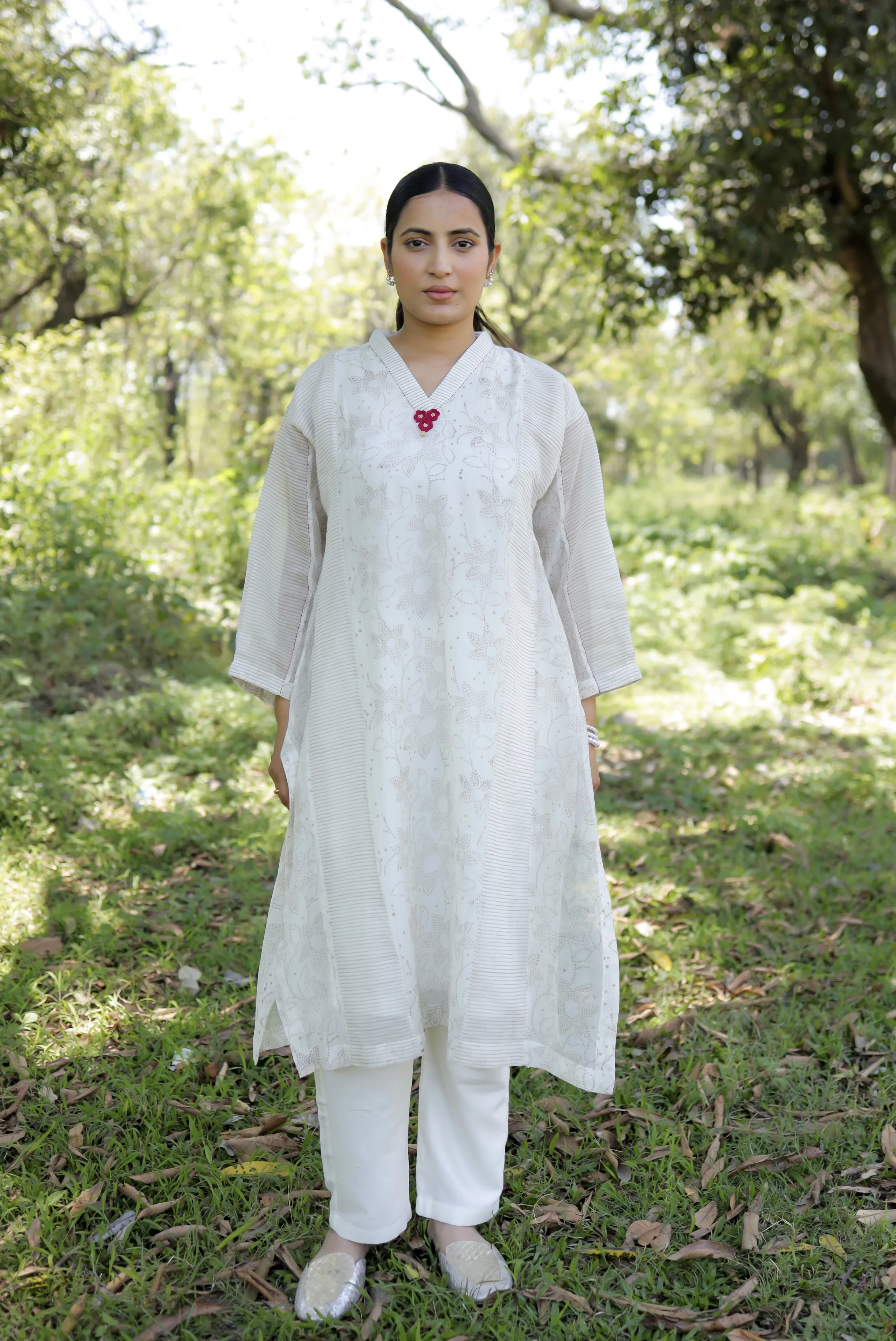 Ismat Block Printed Stylised A-line Kurta