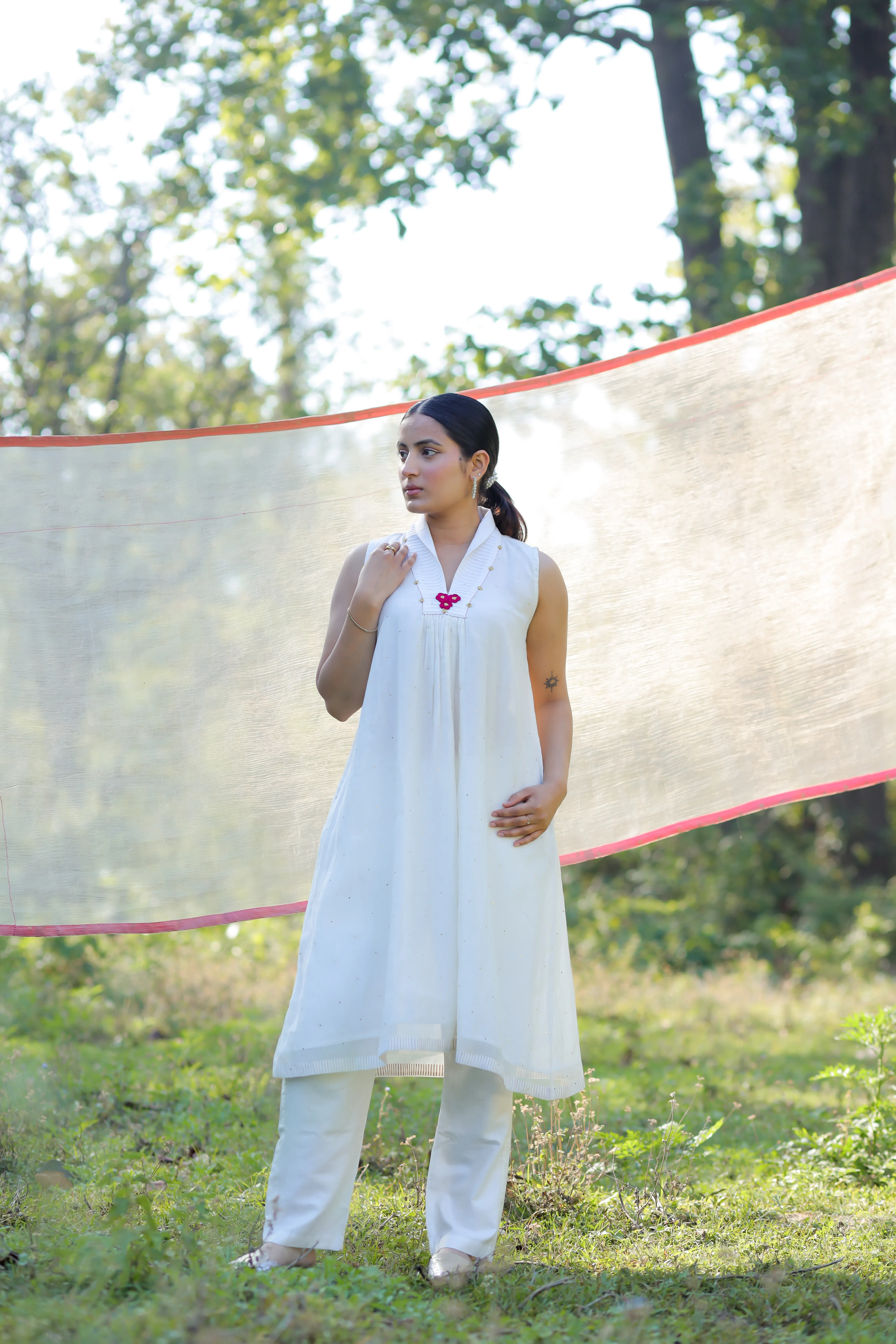 Ismat Flared Mukaish Kurta - Image 7